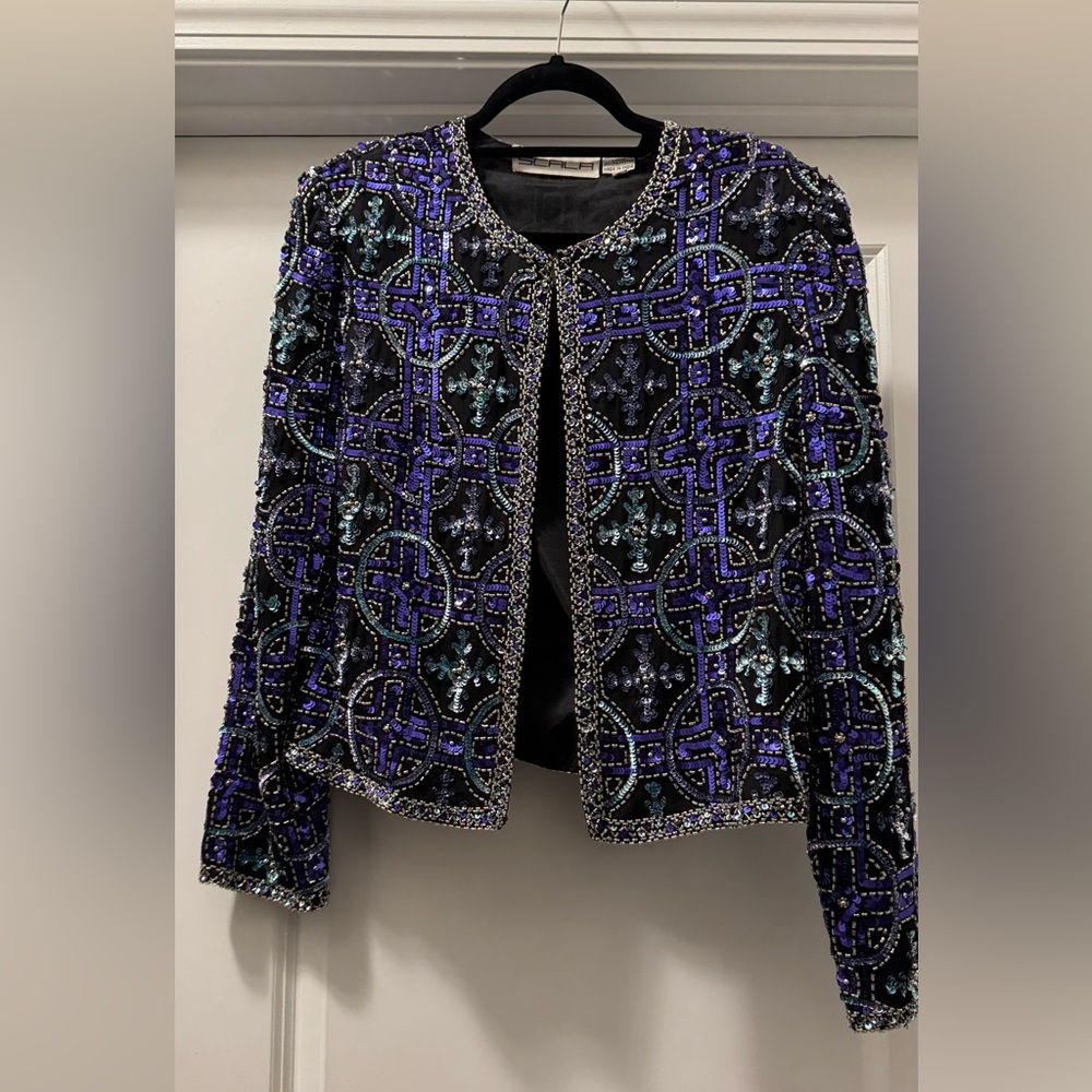 Scala Black and Purple Beaded Jacket